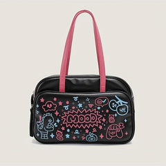 Cartoon Graffiti Shoulder Bag Handbag Large Capacity Daily Underarm Bag
