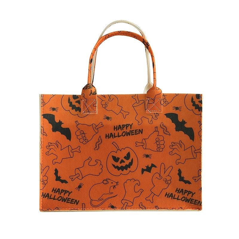 Felt Halloween Tote Bag Large Capacity Shoulder Bag Stylish Shopping Handbag