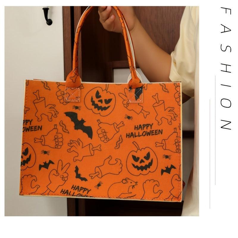 Felt Halloween Tote Bag Large Capacity Shoulder Bag Stylish Shopping Handbag