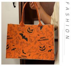 Felt Halloween Tote Bag Large Capacity Shoulder Bag Stylish Shopping Handbag