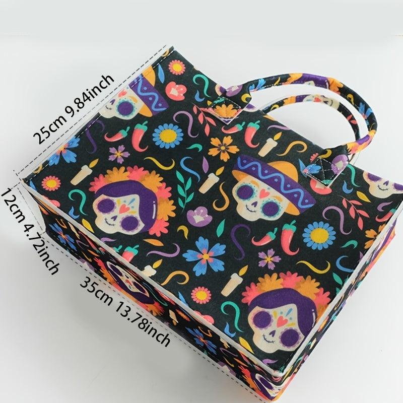 Felt Halloween Tote Bag Large Capacity Shoulder Bag Stylish Shopping Handbag