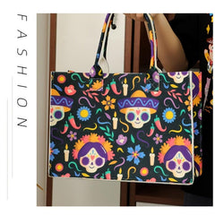 Felt Halloween Tote Bag Large Capacity Shoulder Bag Stylish Shopping Handbag