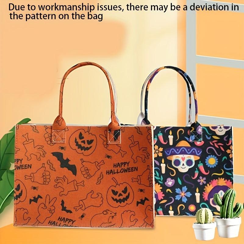 Felt Halloween Tote Bag Large Capacity Shoulder Bag Stylish Shopping Handbag