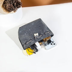 Rhinestone Bucket Bag Drawstring Shoulder Chain Bag