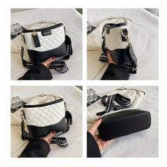 Colorblock Shoulder Bag Quilted Pattern Work Storage Bag