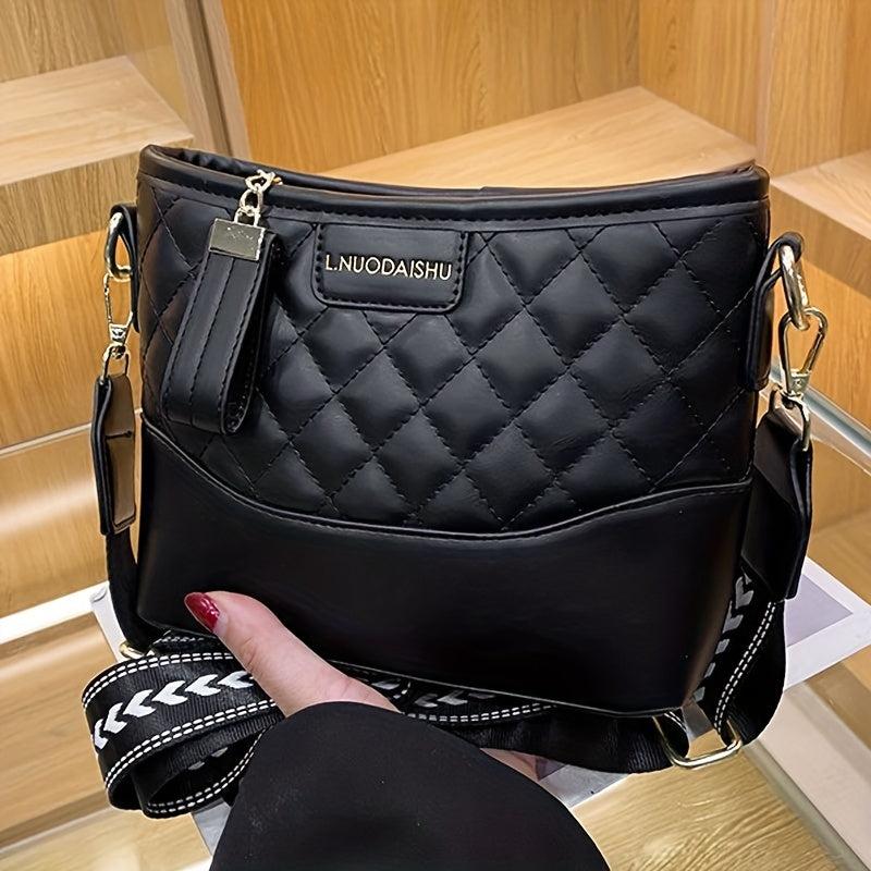 Colorblock Shoulder Bag Quilted Pattern Work Storage Bag