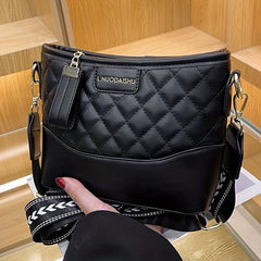 Colorblock Shoulder Bag Quilted Pattern Work Storage Bag