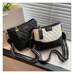 Colorblock Shoulder Bag Quilted Pattern Work Storage Bag