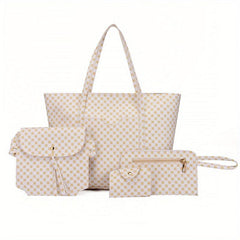 Geometric Print Tote Bag Set, Retro Shoulder Handbag & Purse