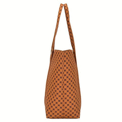 Geometric Print Tote Bag Set, Retro Shoulder Handbag & Purse