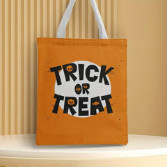 Halloween Canvas Tote Bag Trick Or Treat Gift Ghost Skull Elf Pumpkin Candy Bag