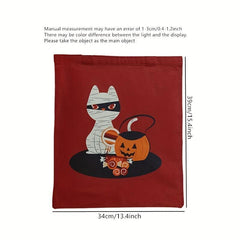 Halloween Canvas Tote Bag Trick Or Treat Gift Ghost Skull Elf Pumpkin Candy Bag