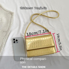 Crocodile Embossed Square Bag Flap Crossbody Bag