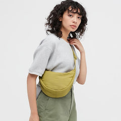 Round Shoulder Bag Solid Crossbody Bag Casual Nylon Travel Purse