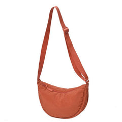 Round Shoulder Bag Solid Crossbody Bag Casual Nylon Travel Purse