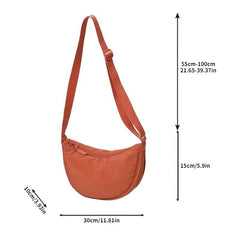 Round Shoulder Bag Solid Crossbody Bag Casual Nylon Travel Purse