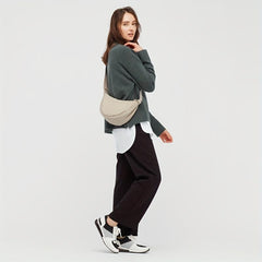 Round Shoulder Bag Solid Crossbody Bag Casual Nylon Travel Purse