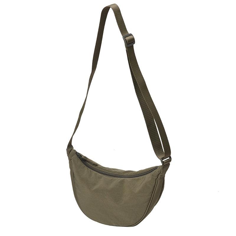 Round Shoulder Bag Solid Crossbody Bag Casual Nylon Travel Purse