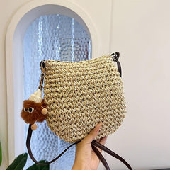 Boho Style Straw Crossbody Bag for Women