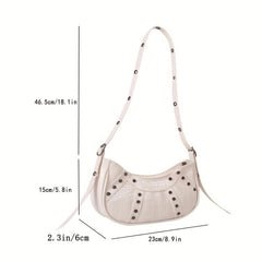 Y2K Crocodile Pattern Underarm Bag Studded Crossbody Bag