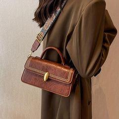 Retro Style Crossbody Bag Women PU Leather Handbag Ethnic Strap