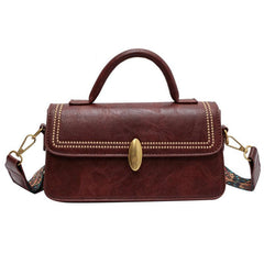 Retro Style Crossbody Bag Women PU Leather Handbag Ethnic Strap