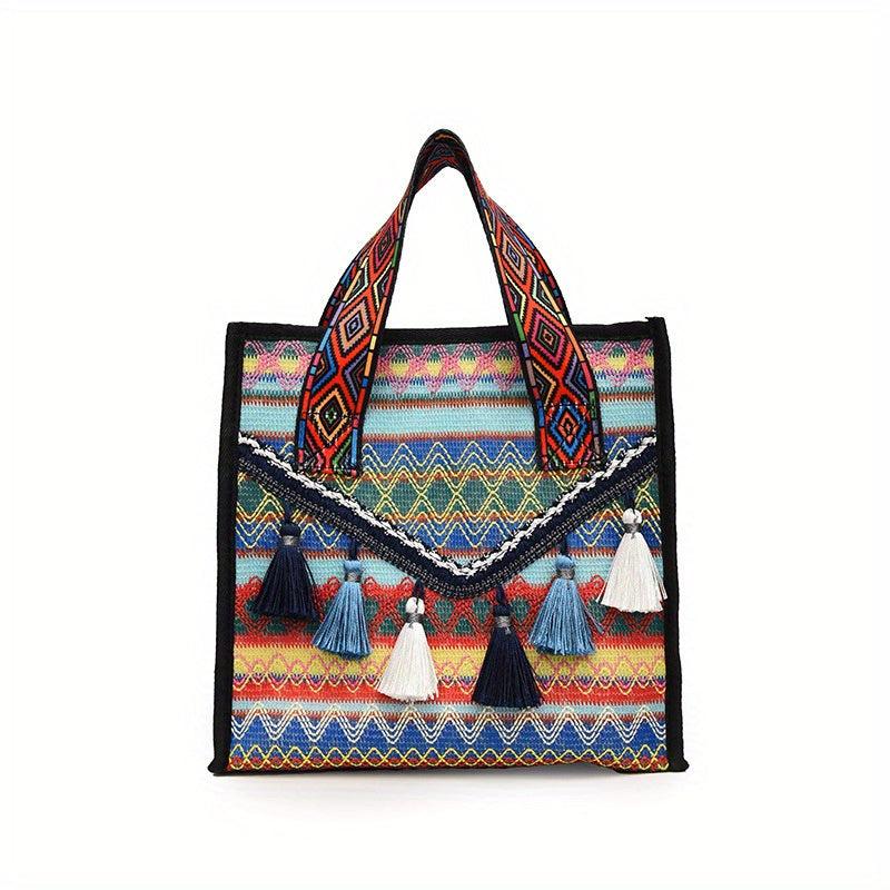 Retro Style Tassel Tote Bag Ethnic Handbag Women's Versatile Purse