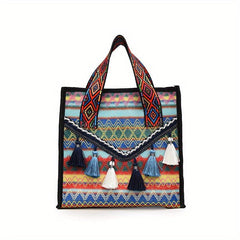 Retro Style Tassel Tote Bag Ethnic Handbag Women's Versatile Purse