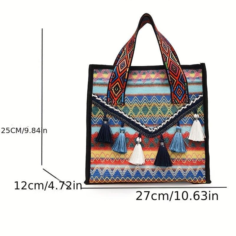 Retro Style Tassel Tote Bag Ethnic Handbag Women's Versatile Purse