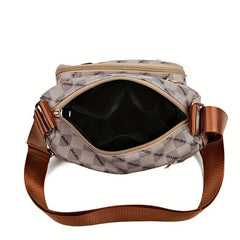 Plaid Pattern Crossbody Bag Stud Decor Pockets Purse Faux Leather Shoulder Bag