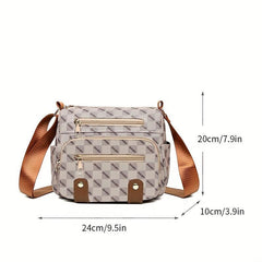 Plaid Pattern Crossbody Bag Stud Decor Pockets Purse Faux Leather Shoulder Bag