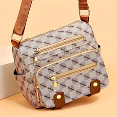 Plaid Pattern Crossbody Bag Stud Decor Pockets Purse Faux Leather Shoulder Bag