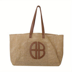 Woven Summer Tote Bag Large Capacity Beach Shoulder Bag Rattan Handbag