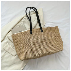 Woven Summer Tote Bag Large Capacity Beach Shoulder Bag Rattan Handbag