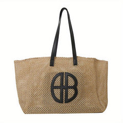 Woven Summer Tote Bag Large Capacity Beach Shoulder Bag Rattan Handbag