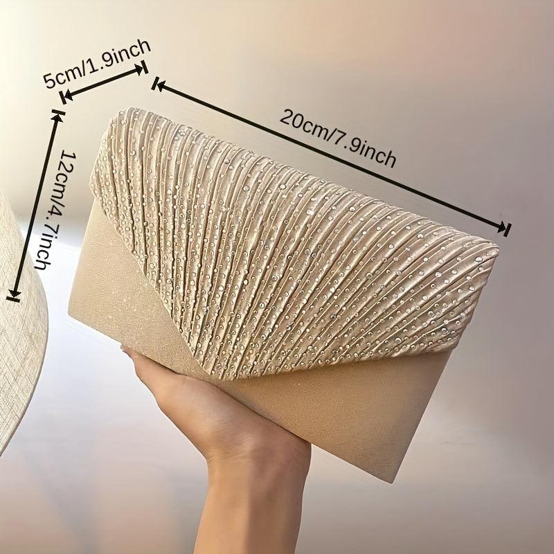 Rhinestone Ruched Evening Bag Clutch Prom Handbag