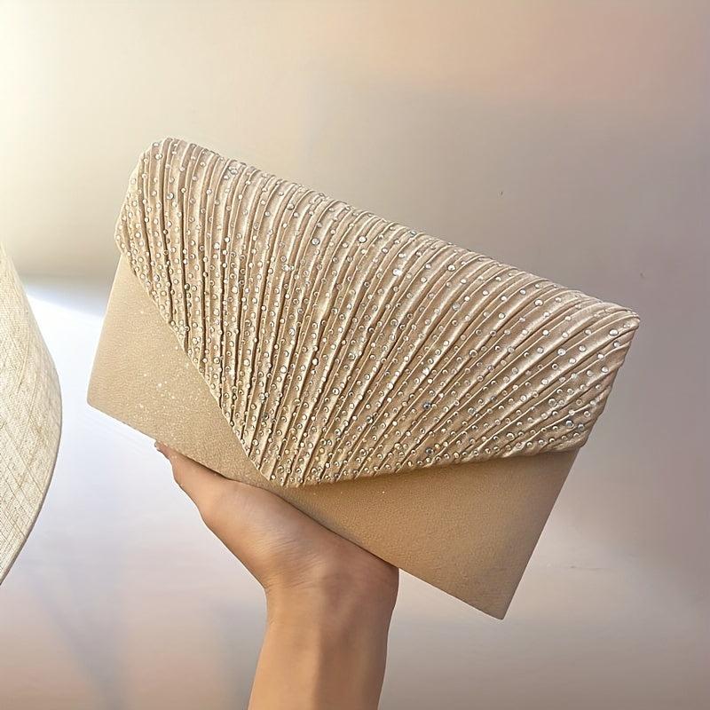 Rhinestone Ruched Evening Bag Clutch Prom Handbag