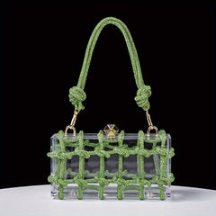 Clear Rhinestone Evening Bag Acrylic Clutch Wedding Party Handbag