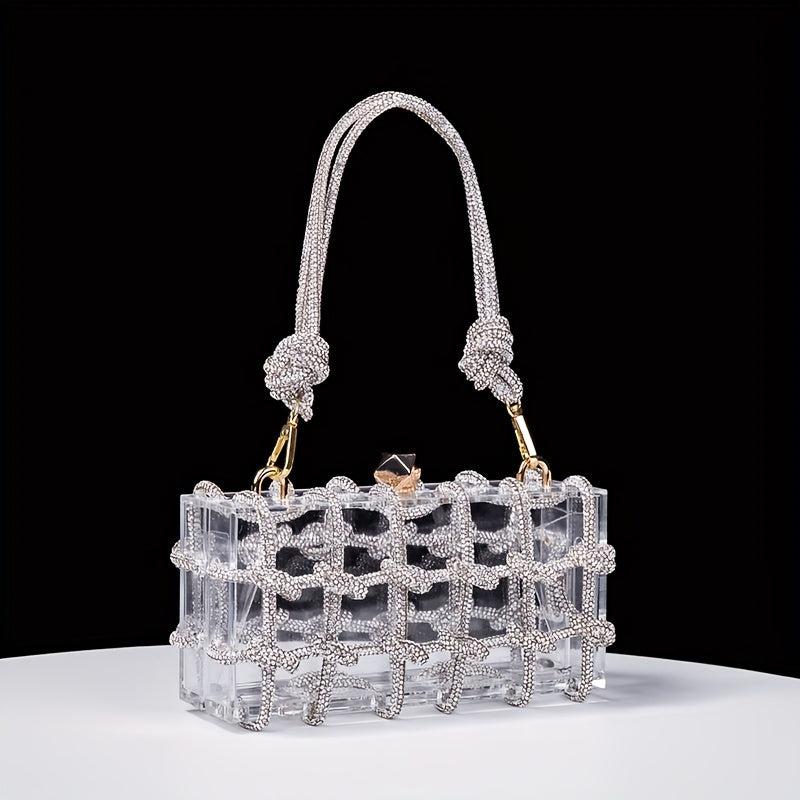 Clear Rhinestone Evening Bag Acrylic Clutch Wedding Party Handbag