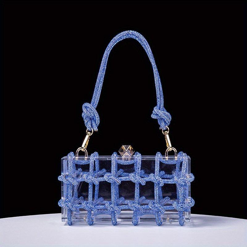 Clear Rhinestone Evening Bag Acrylic Clutch Wedding Party Handbag