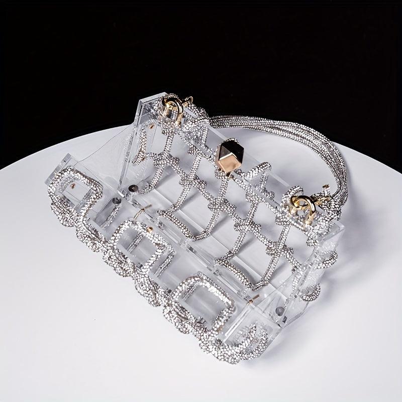 Clear Rhinestone Evening Bag Acrylic Clutch Wedding Party Handbag
