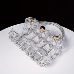 Clear Rhinestone Evening Bag Acrylic Clutch Wedding Party Handbag