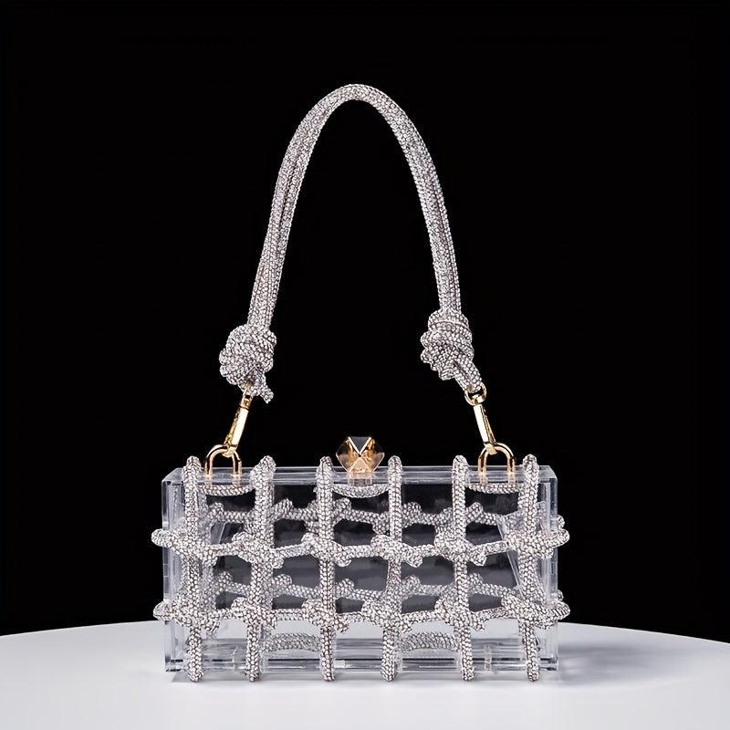 Clear Rhinestone Evening Bag Acrylic Clutch Wedding Party Handbag