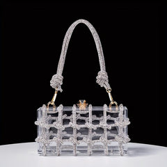Clear Rhinestone Evening Bag Acrylic Clutch Wedding Party Handbag