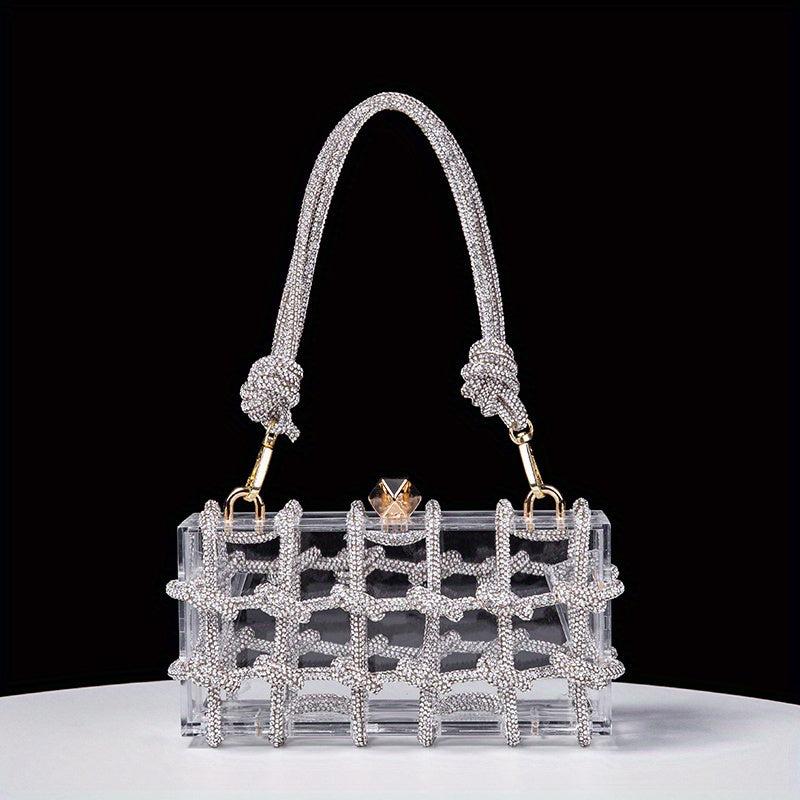 Clear Rhinestone Evening Bag Acrylic Clutch Wedding Party Handbag