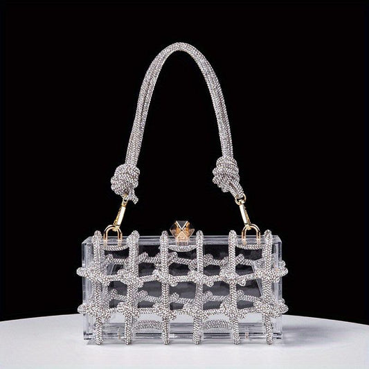 Clear Rhinestone Evening Bag Acrylic Clutch Wedding Party Handbag