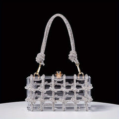 Clear Rhinestone Evening Bag Acrylic Clutch Wedding Party Handbag