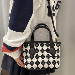 Argyle Block Crossbody Bag Double Handle Shoulder Handbag