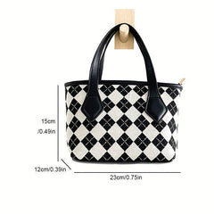 Argyle Block Crossbody Bag Double Handle Shoulder Handbag