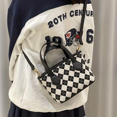 Argyle Block Crossbody Bag Double Handle Shoulder Handbag